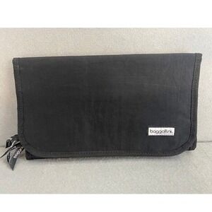 Baggallini Black Nylon Hanging Tri Fold Toiletry Organizer Travel Bag Hook